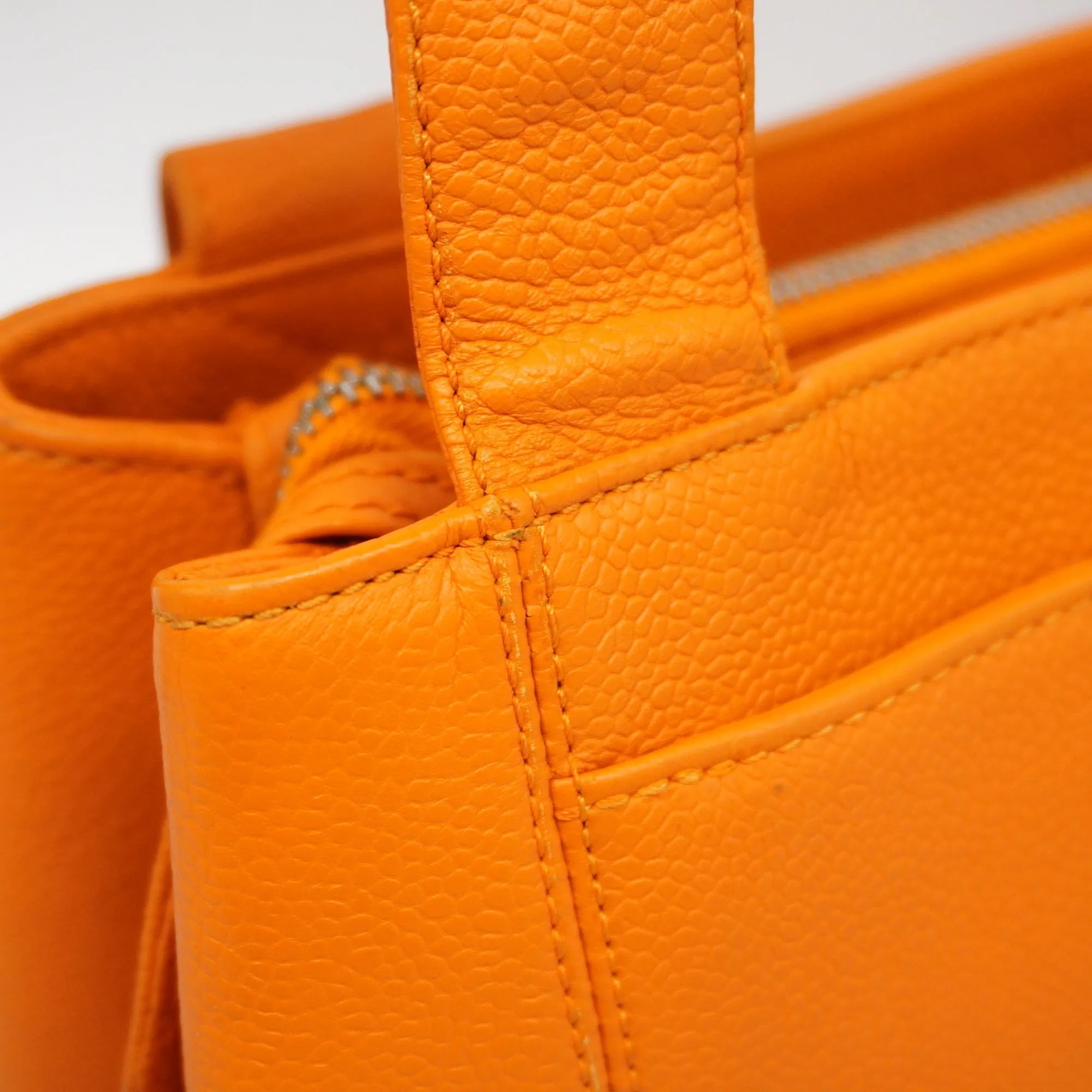 CHANEL  Women's Caviar Leather Shoulder Bag Orange
