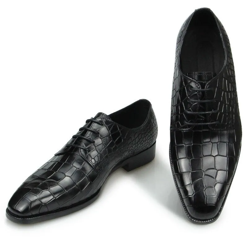 Elegant CrocTex Pointed Toe Derby Dress Shoes: DapperLux