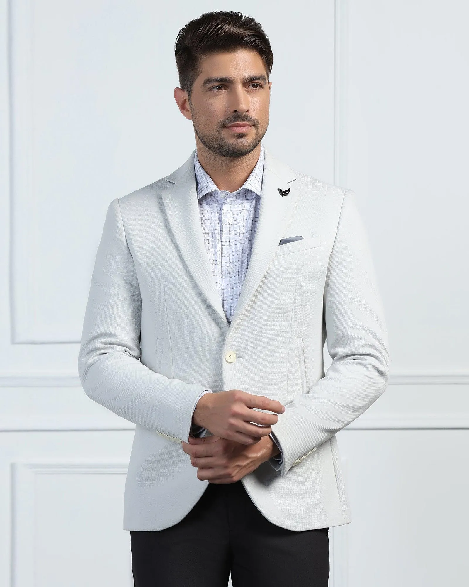 Formal Grey Textured Blazer - Elevate
