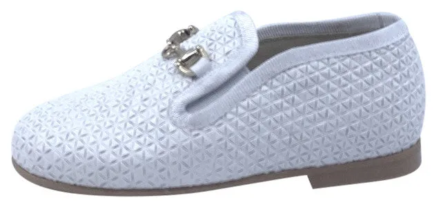 Luccini Boy's & Girl's BA158 CHA Seta Print Natural Loafer - White