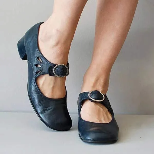 Luna | Wedge Leather Orthopedic Buckle Sandals