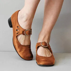 Luna | Wedge Leather Orthopedic Buckle Sandals