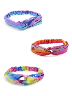Melbees by Yellow Chimes Head Bands for Girls Hair Accessories for Girls 3 Pcs Headbands Mermaid Knotted Criss Cross Knot Headwraps Multicolor Hair Bands for Girls Kids Hair Accessories Hair Band for Girls