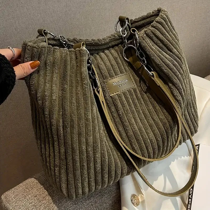 Noemi | Elegant Ribbed Velvet Tote Bag