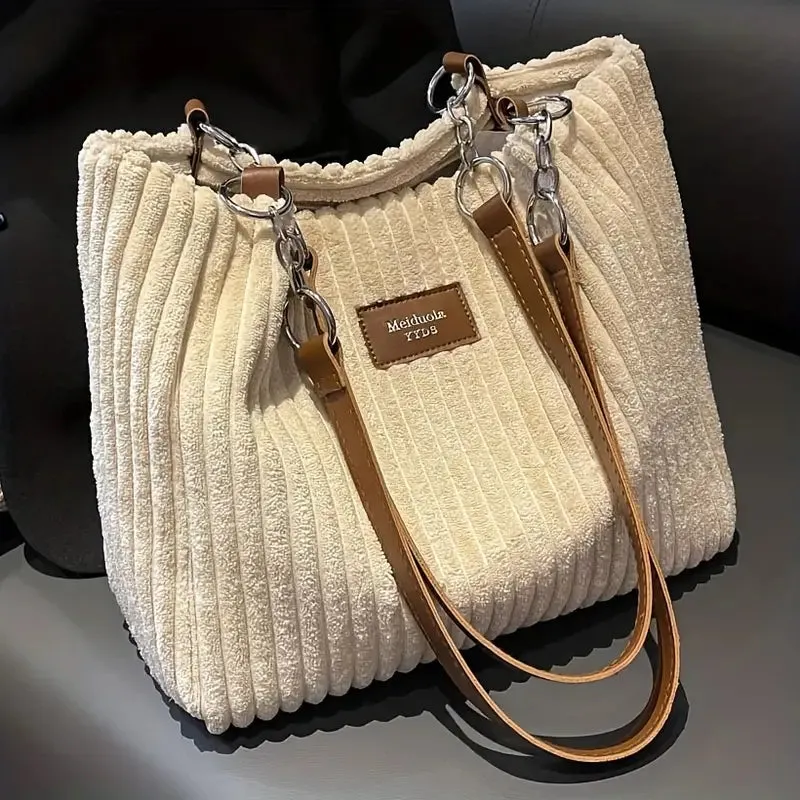Noemi | Elegant Ribbed Velvet Tote Bag