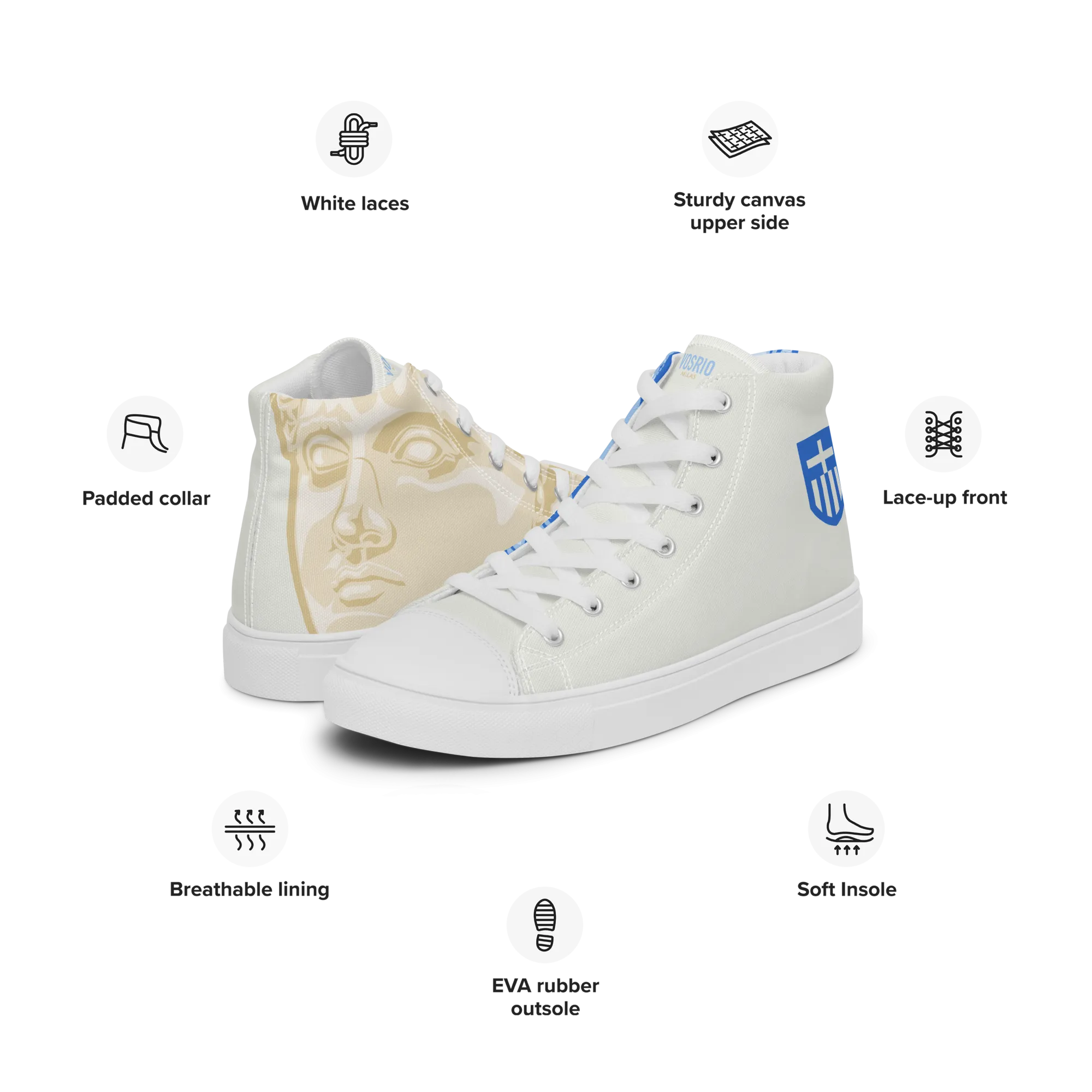 VOSRIO Hellas Select Mens high top canvas shoes