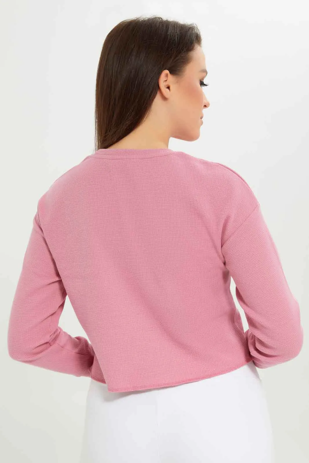 Women Pink Printed Sweatshirt
