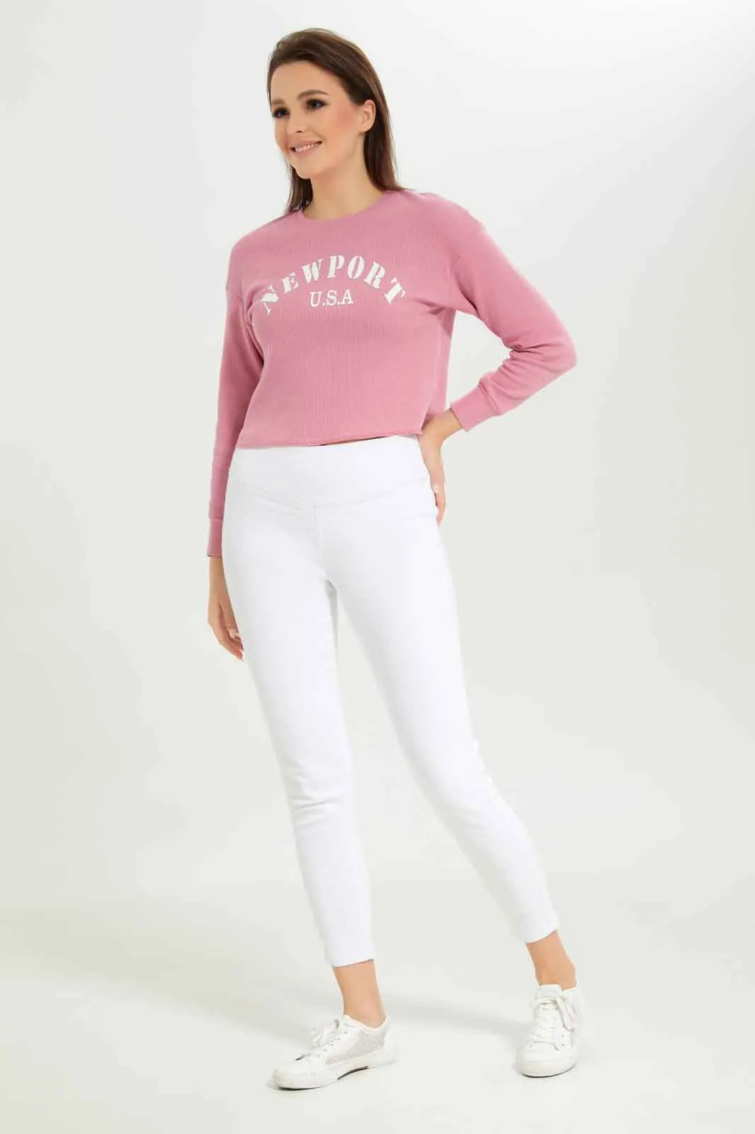 Women Pink Printed Sweatshirt